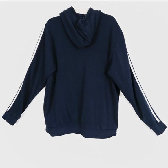 Adidas Navy & White Striped Hoodie w/Pocket - Picture 2 of 6